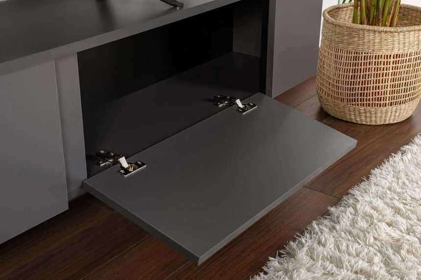 TV-Schrank Serenity aus melaminbeschichteten Holz in Anthrazit und Schwarz, 180×29,5×50 cm von Hanah Home – Bild 4