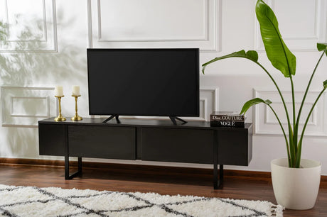 TV-Schrank Serenity aus melaminbeschichteten Holz in Holzschwarz und Schwarz, 180×29,5×50 cm von Hanah Home – Bild 1