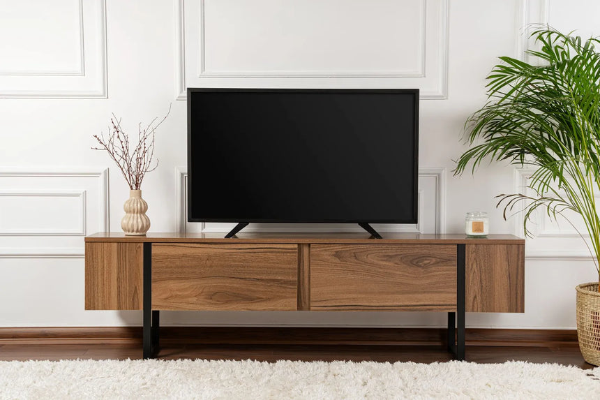 TV-Schrank Serenity aus melaminbeschichteten Holz in Walnuss und Schwarz, 180×29,5×50 cm von Hanah Home – Bild 2