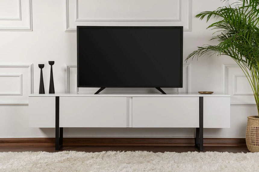 TV-Schrank Serenity aus melaminbeschichteten Holz in Weiß und Schwarz, 180×29,5×50 cm von Hanah Home – Bild 2