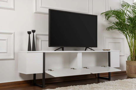 TV-Schrank Serenity aus melaminbeschichteten Holz in Weiß und Schwarz, 180×29,5×50 cm von Hanah Home – Bild 3