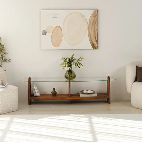 TV-Schrank Surf aus Kiefernholz und gehärtetem Glas, 160×35×45 cm von Hanah Home – Bild 4