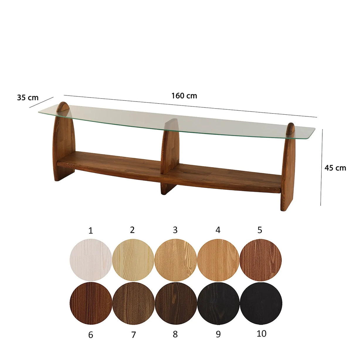 TV-Schrank Surf aus Kiefernholz und gehärtetem Glas, 160×35×45 cm von Hanah Home – Bild 9