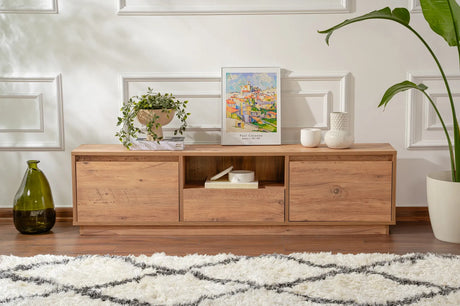 TV-Schrank Vanguard aus melaminbeschichteter Spanplatte in Atlantische Kiefer, 160×29,5×42 cm von Hanah Home – Bild 3