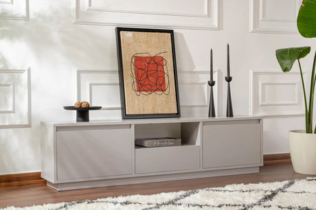 TV-Schrank Vanguard aus melaminbeschichteter Spanplatte in Grau, 160×29,5×42 cm von Hanah Home – Bild 3