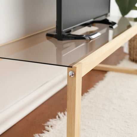 TV-Schrank Via aus massivem Kiefernholz und gehärtetem Glas naturbelassen, 130×40×40 cm von Hanah Home – Bild 7