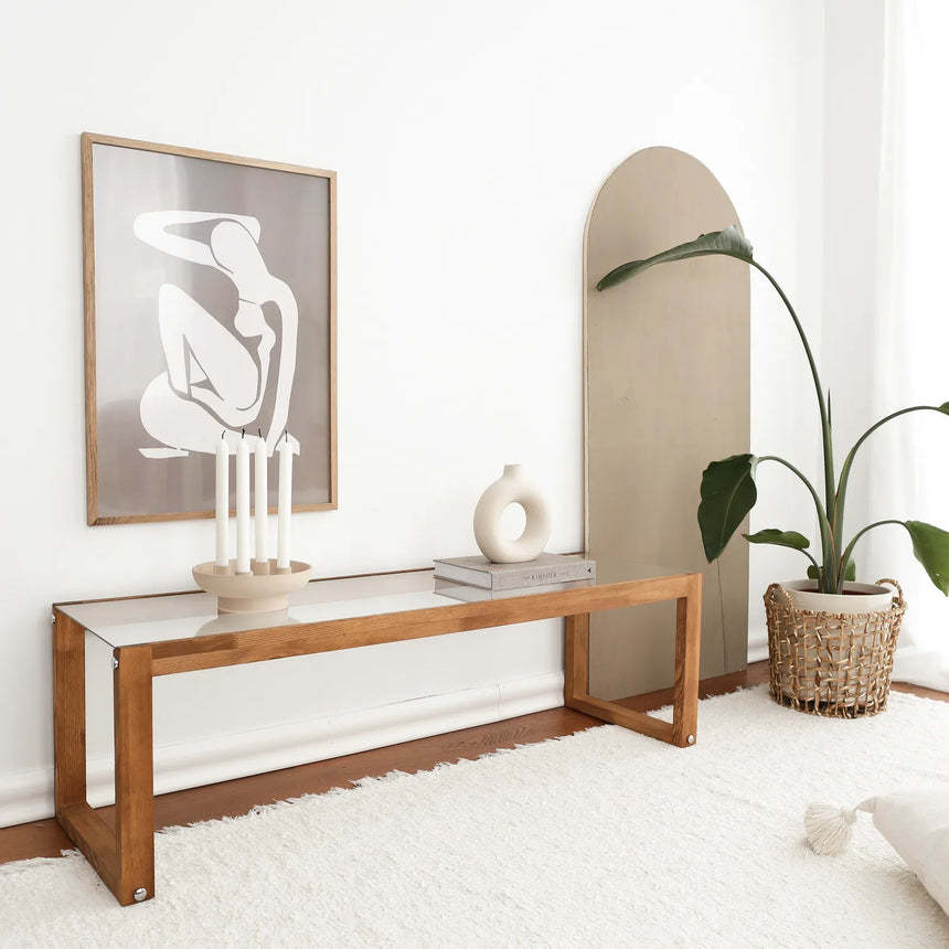 TV-Schrank Via aus massiven Kiefernholz und gehärtetem Glas, 130×40×40 cm von Hanah Home – Bild 2