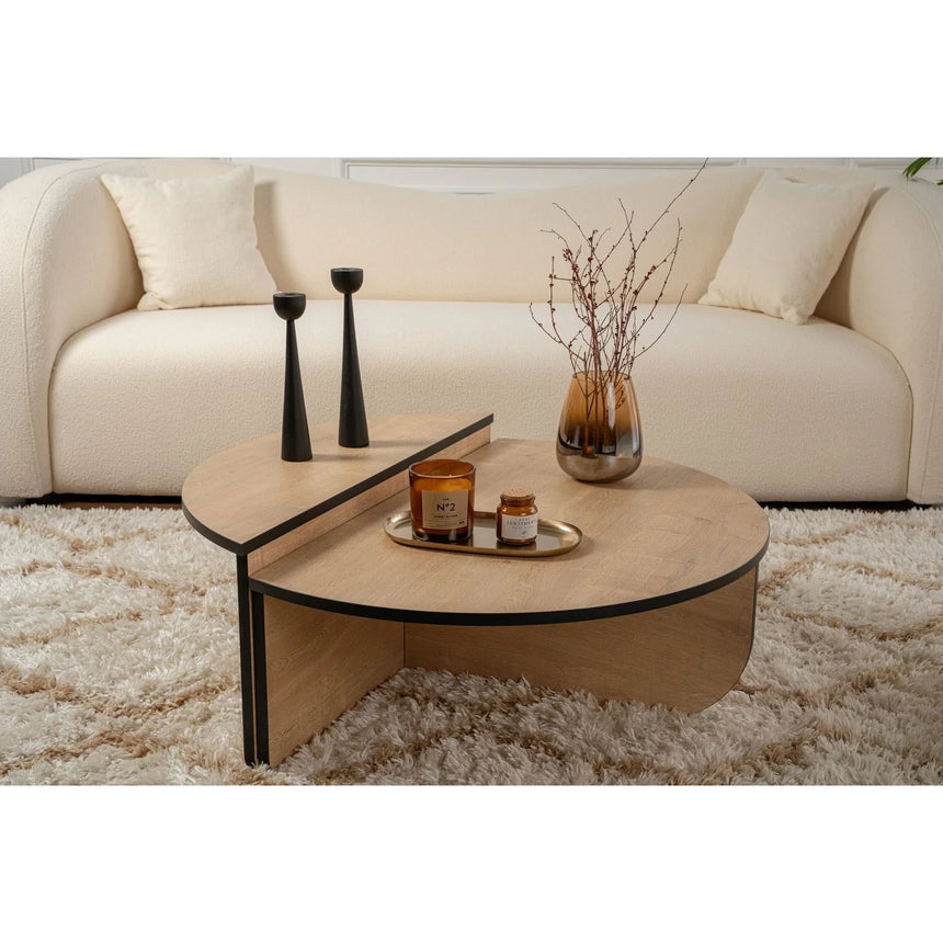 Couchtisch Orion aus Holz in Honey Oak/ Schwarz, 90x60x30 cm – Bild 1