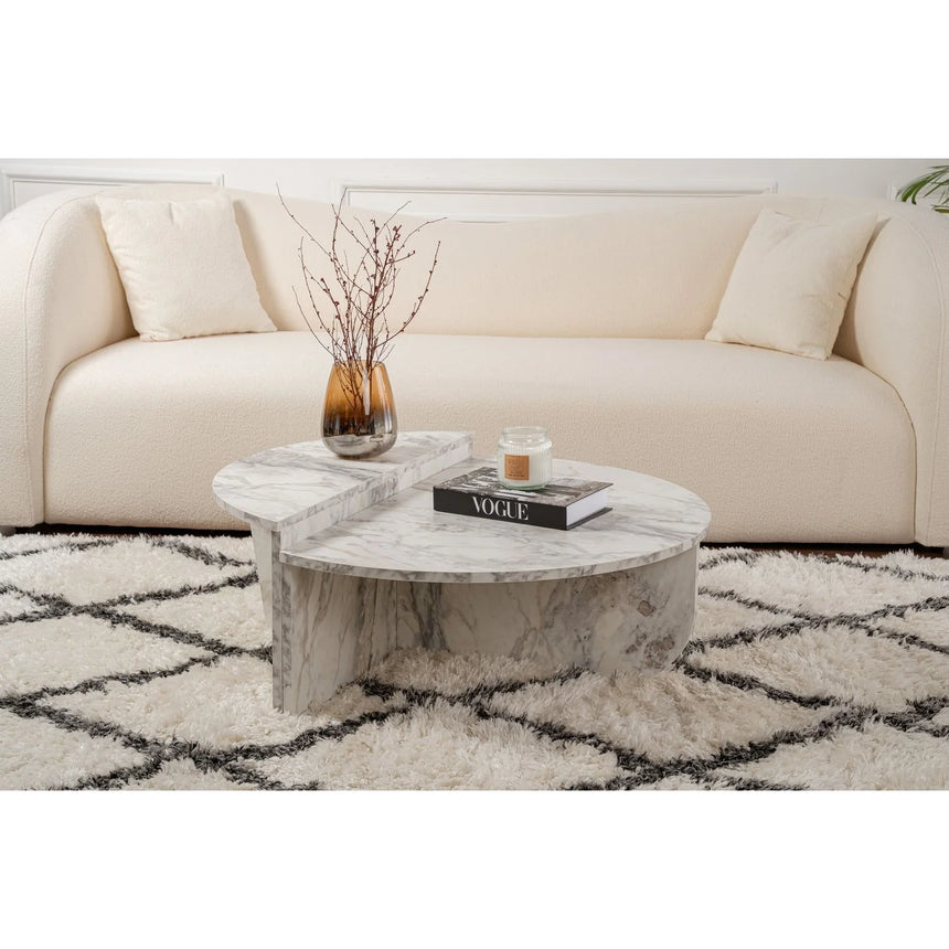 Couchtisch Orion aus Holz in Marmor-Optik, 90x60x30 cm – Bild 1