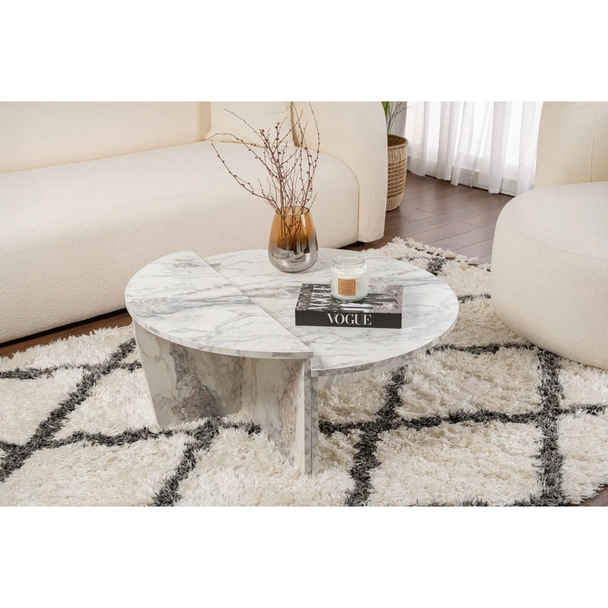 Couchtisch Orion aus Holz in Marmor-Optik, 90x60x30 cm – Bild 2