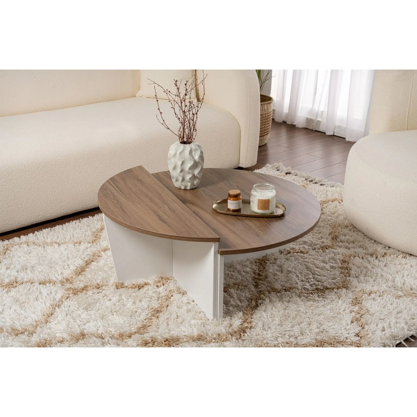 Couchtisch Orion aus Holz in Weiß/Walnuss, 90x60x30 cm – Bild 2