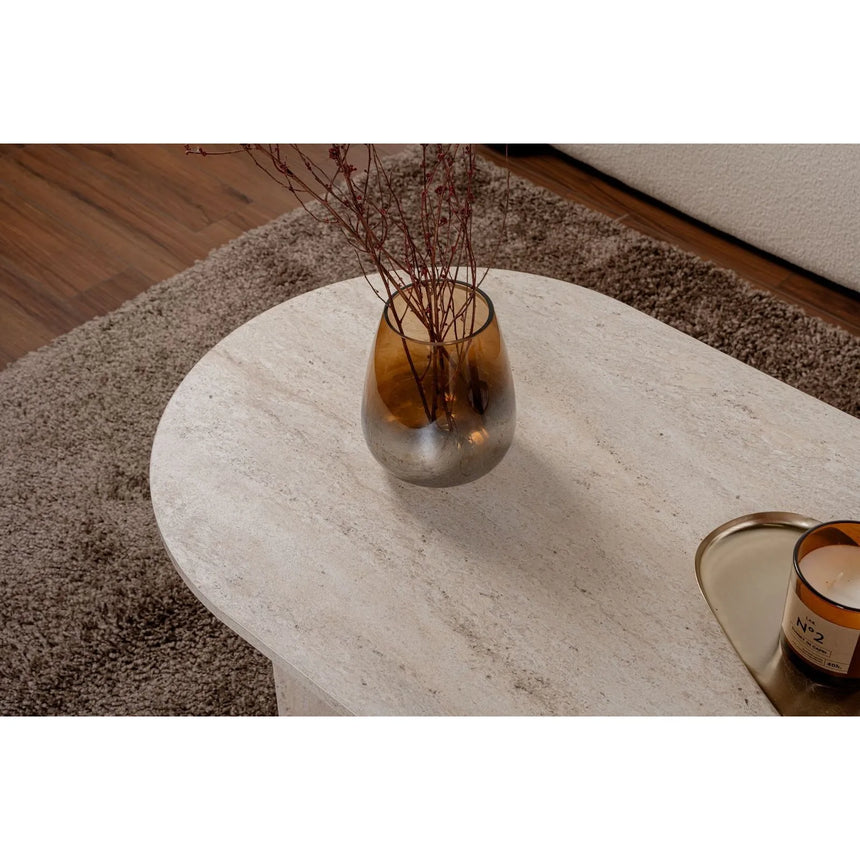 Couchtisch Sable aus Holz in Travertine, 119x60x40 cm – Bild 5