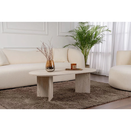 Couchtisch Sable aus Holz in Travertine, 119x60x40 cm – Bild 6