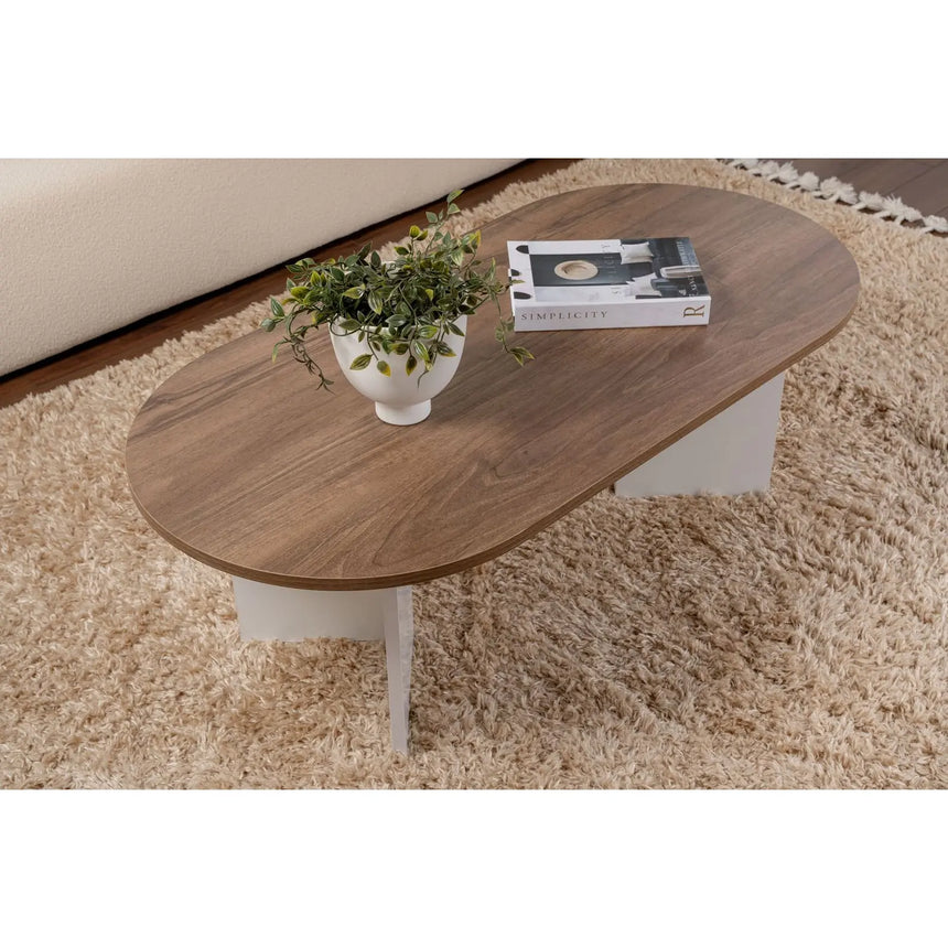 Couchtisch Sable aus Holz in Walnuss Weiß, 119x60x40 cm – Bild 3