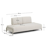 2-Sitzer-Modul Compo aus Chenille in Ecru mit beigem Metallgestell 200 cm FSC Mix Credit - ZEN ZONE Furniture