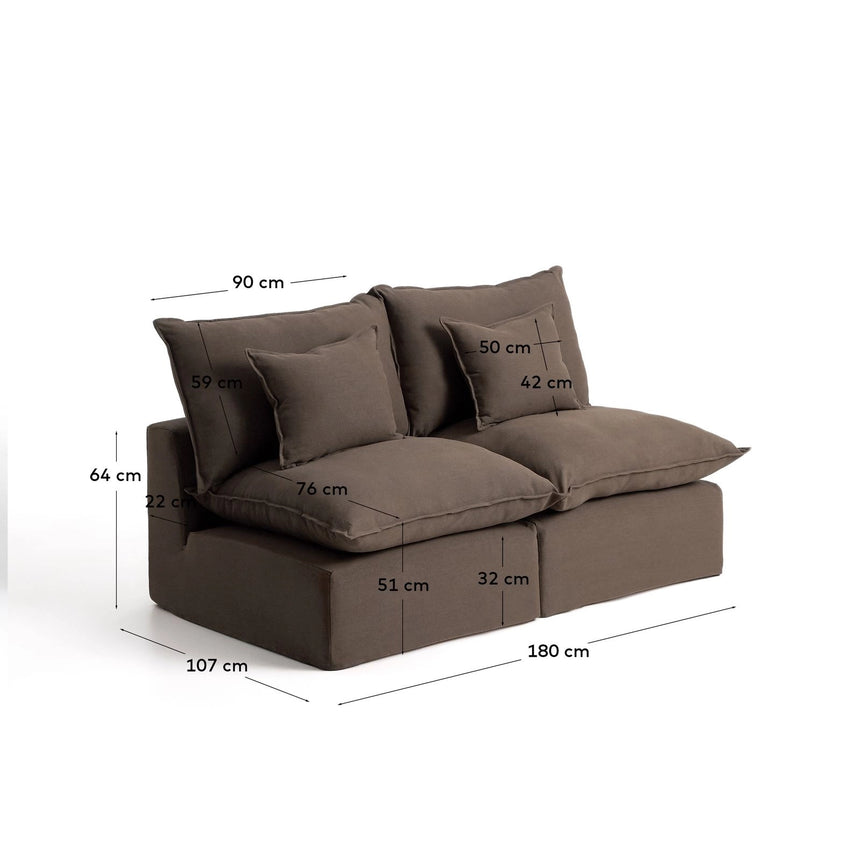 2-Sitzer-Modularsofa Anarela mit abnehmbarem Bezug aus 100 % Leinen in Taupe, 180 cm, FSC Mix Credit von Kave Home – Bild 5