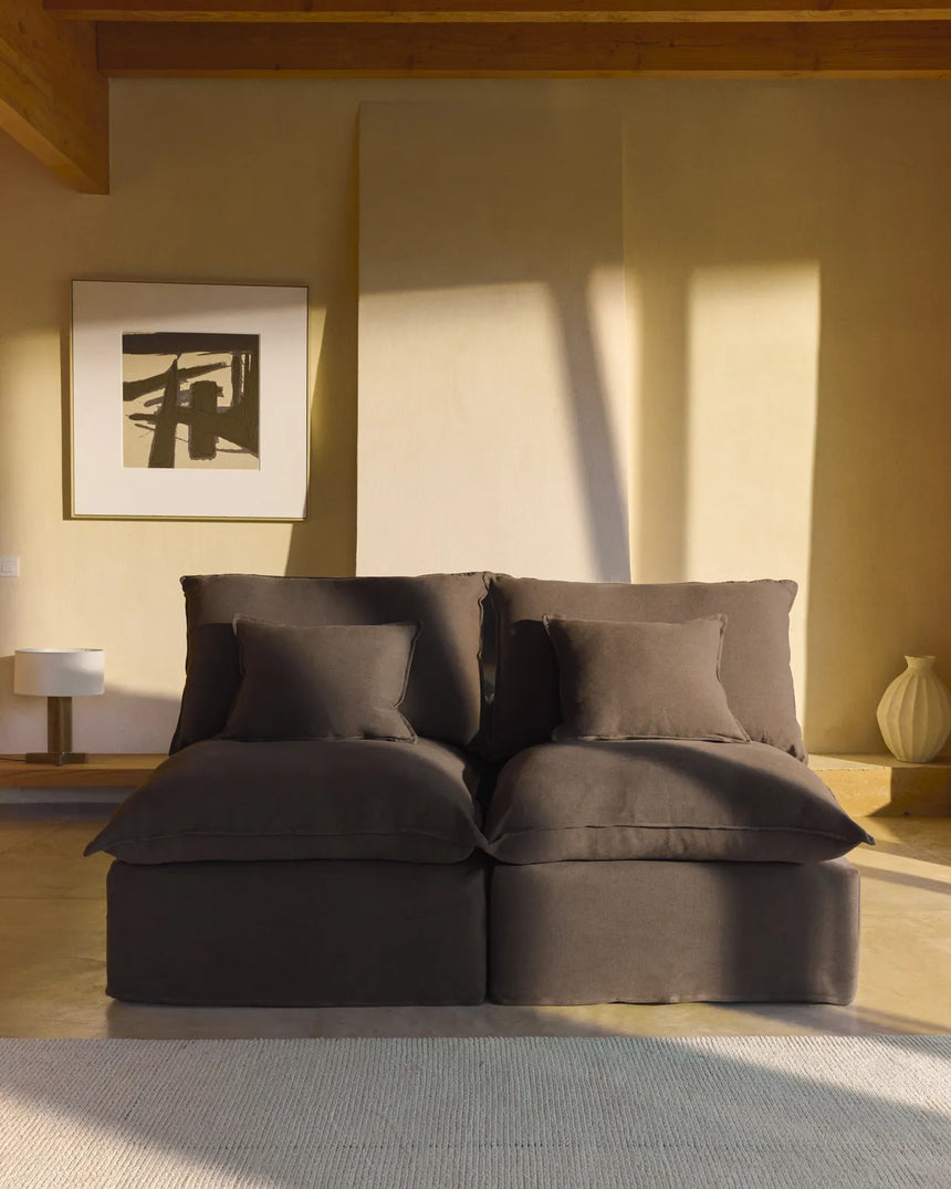 2-Sitzer-Modularsofa Anarela mit abnehmbarem Bezug aus Leinen und Viskose in Dunkelgrau, 180 cm, FSC Mix Credit von Kave Home – Bild 2