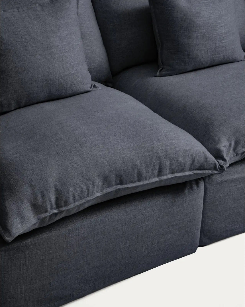 2-Sitzer-Modularsofa Anarela mit abnehmbarem Bezug aus Leinen und Viskose in Dunkelgrau, 180 cm, FSC Mix Credit von Kave Home – Bild 5