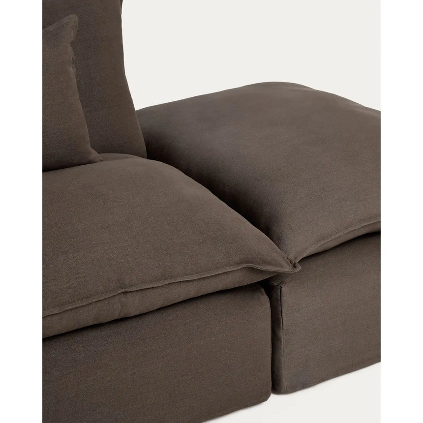 2-Sitzer-Modularsofa Anarela mit abnehmbarem Bezug und Randmodul aus 100 % Leinen in Taupe, 270 cm, FSC Mix Credit von Kave Home – Bild 7