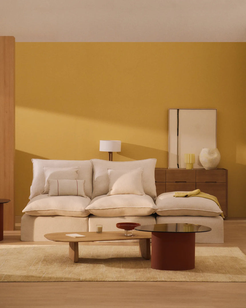 2-Sitzer-Modularsofa Anarela mit abnehmbarem Bezug und Randmodul aus Leinen und Viskose in Beige, 270 cm, FSC Mix Credit von Kave Home – Bild 2