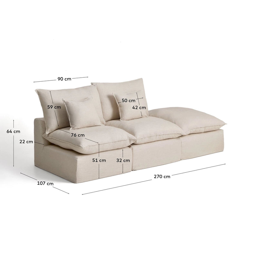 2-Sitzer-Modularsofa Anarela mit abnehmbarem Bezug und Randmodul aus Leinen und Viskose in Beige, 270 cm, FSC Mix Credit von Kave Home – Bild 6