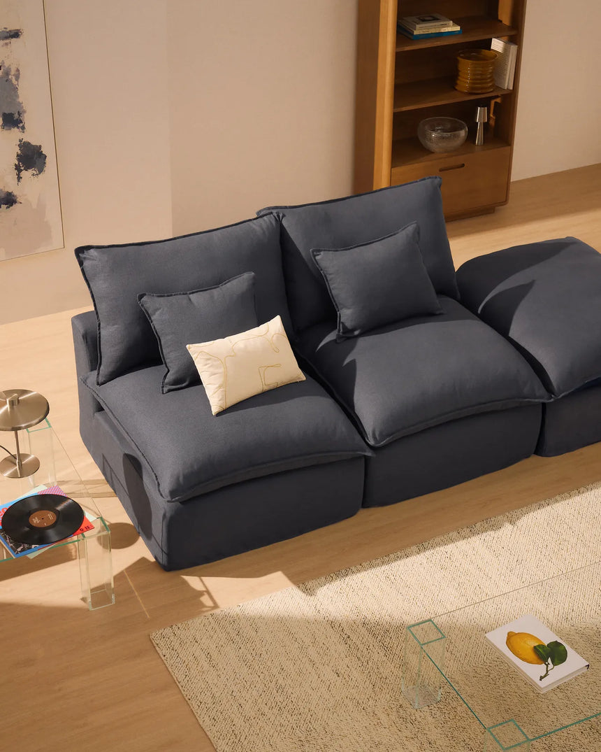 2-Sitzer-Modularsofa Anarela mit abnehmbarem Bezug und Randmodul aus Leinen und Viskose in Dunkelgrau, 270 cm, FSC Mix Credit von Kave Home – Bild 2