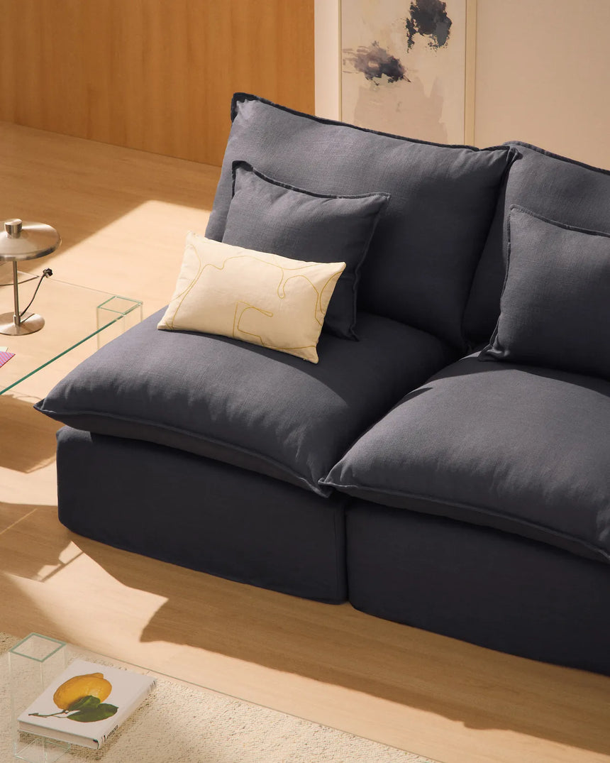 2-Sitzer-Modularsofa Anarela mit abnehmbarem Bezug und Randmodul aus Leinen und Viskose in Dunkelgrau, 270 cm, FSC Mix Credit von Kave Home – Bild 4