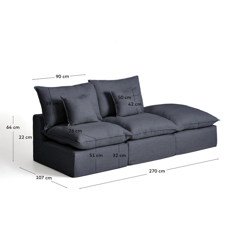 2-Sitzer-Modularsofa Anarela mit abnehmbarem Bezug und Randmodul aus Leinen und Viskose in Dunkelgrau, 270 cm, FSC Mix Credit von Kave Home – Bild 5