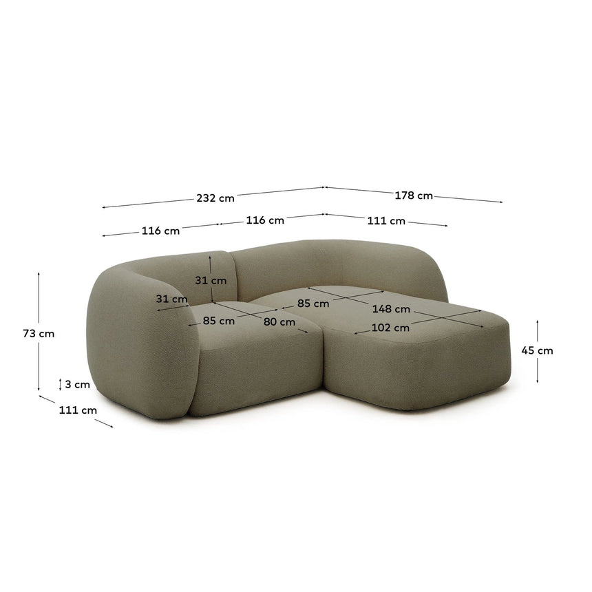 2-Sitzer-Modularsofa Martina mit Chenille und Chaiselongue rechts 230 cm von Kave Home – Bild 3