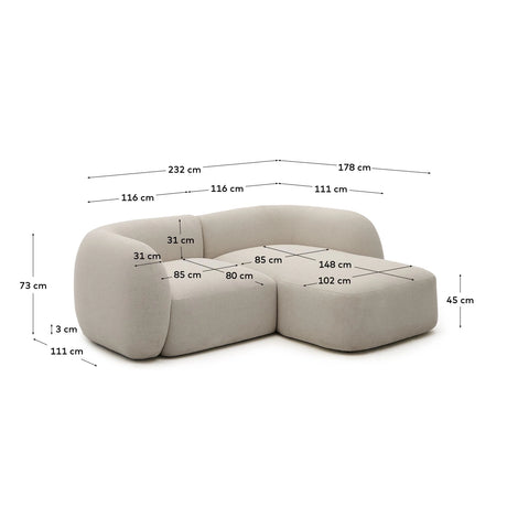 2-Sitzer-Modularsofa Martina mit Chenille und Chaiselongue rechts in Steinton 230 cm von Kave Home – Bild 3