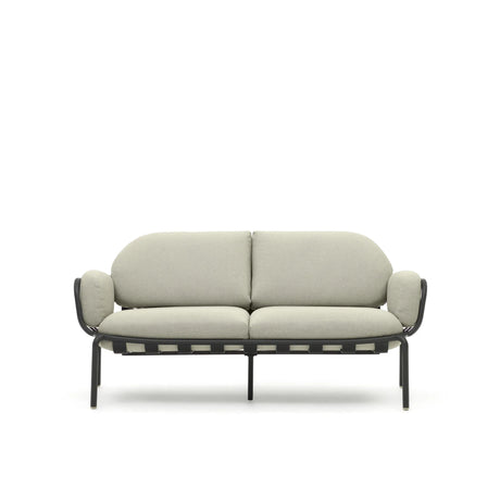 2-Sitzer-Outdoor-Sofa Joncols mit Bezug in Beige aus Aluminium mit grau lackiertem Finish 164 cm von Kave Home – Produktbild 1