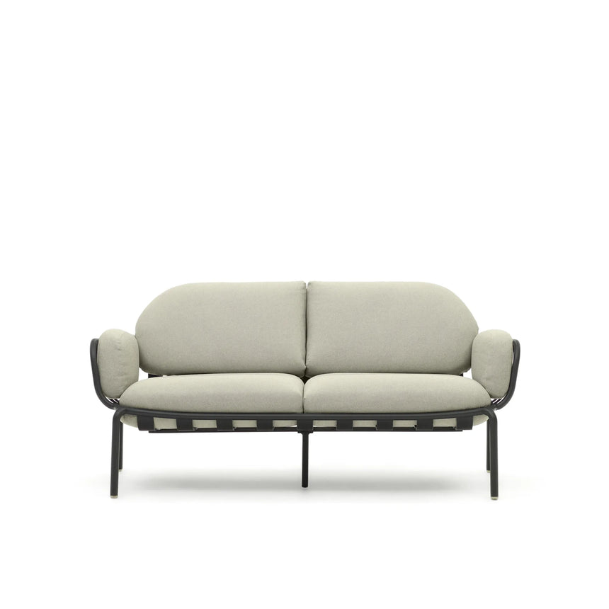 2-Sitzer-Outdoor-Sofa Joncols mit Bezug in Beige aus Aluminium mit grau lackiertem Finish 164 cm von Kave Home – Produktbild 1