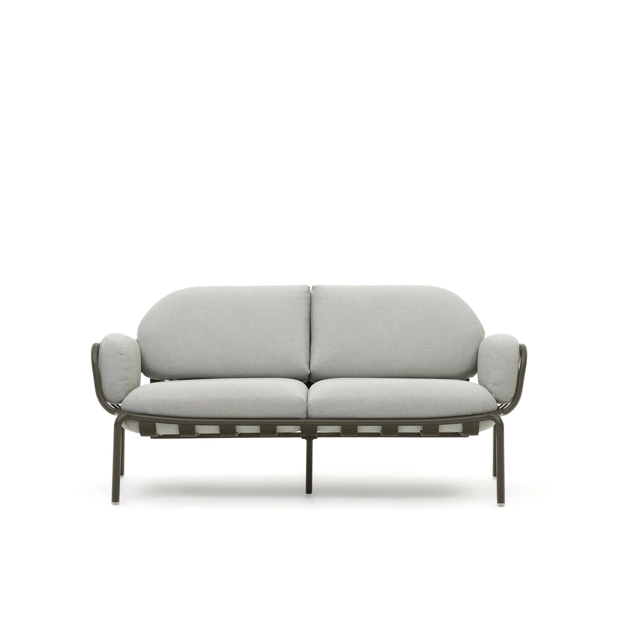 2-Sitzer-Outdoor-Sofa Joncols mit Bezug in Grau aus Aluminium mit grün lackiertem Finish 164 cm von Kave Home – Bild 1