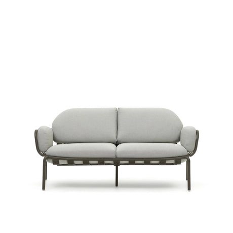 2-Sitzer-Outdoor-Sofa Joncols mit Bezug in Grau aus Aluminium mit grün lackiertem Finish 164 cm von Kave Home – Bild 1