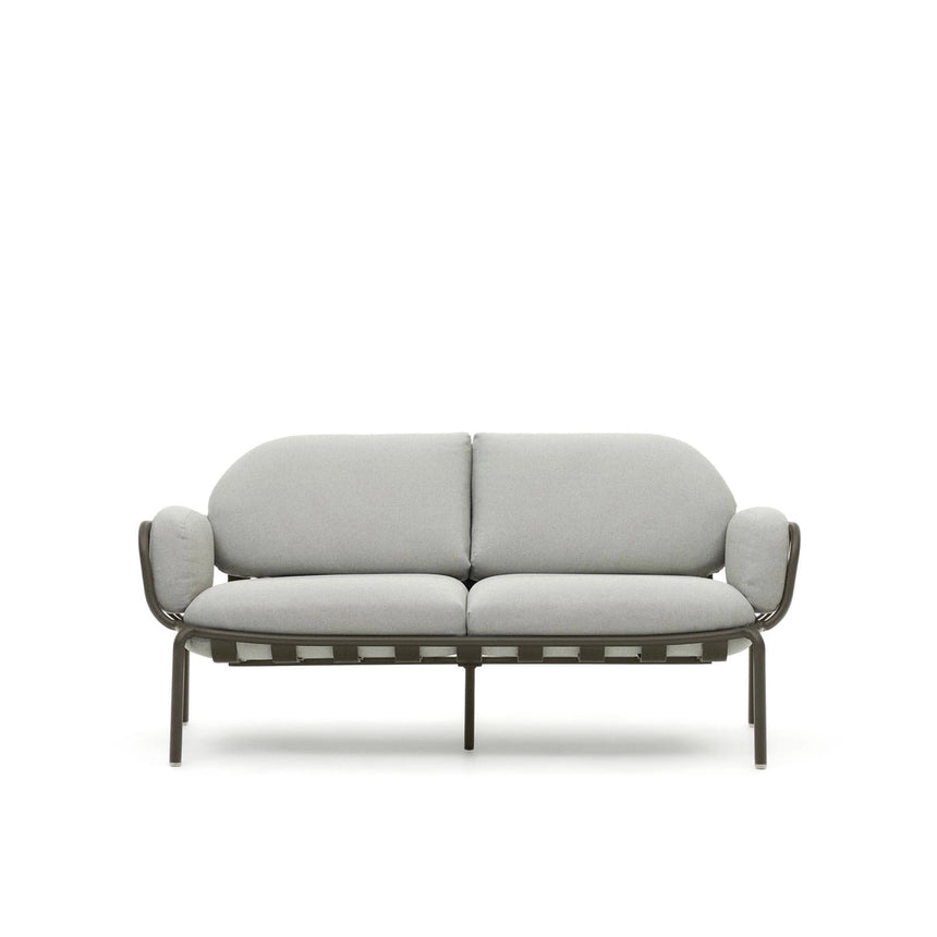 2-Sitzer-Outdoor-Sofa Joncols mit Bezug in Grau aus Aluminium mit grün lackiertem Finish 164 cm von Kave Home – Bild 1