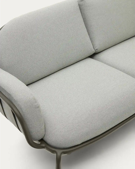 2-Sitzer-Outdoor-Sofa Joncols mit Bezug in Grau aus Aluminium mit grün lackiertem Finish 164 cm von Kave Home – Bild 11