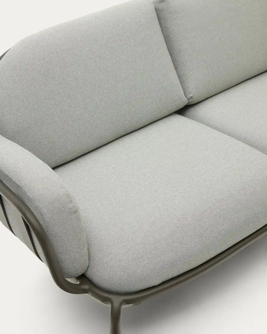 2-Sitzer-Outdoor-Sofa Joncols mit Bezug in Grau aus Aluminium mit grün lackiertem Finish 164 cm von Kave Home – Bild 11