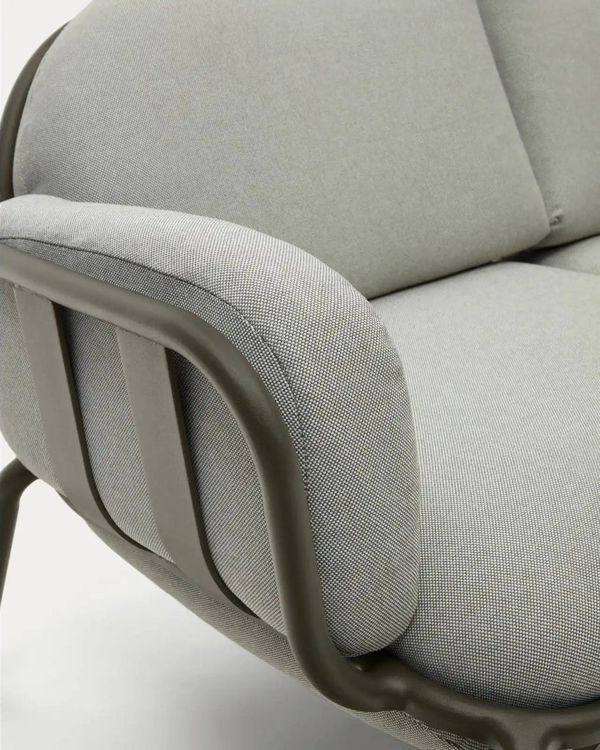 2-Sitzer-Outdoor-Sofa Joncols mit Bezug in Grau aus Aluminium mit grün lackiertem Finish 164 cm von Kave Home – Bild 12