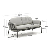 2-Sitzer-Outdoor-Sofa Joncols mit Bezug in Grau aus Aluminium mit grün lackiertem Finish 164 cm von Kave Home – Bild 2