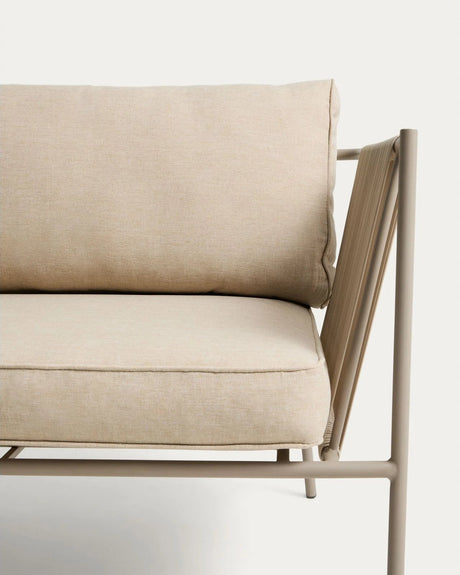 2-Sitzer-Outdoor-Sofa Zivia aus écrufarbenem Seil und taupefarben verzinktem Stahl 178 cm von Kave Home – Bild 5