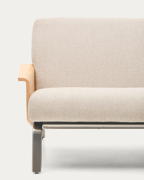 2-Sitzer-Sofa Amsen in Beige aus Eichensperrholz mit Beinen aus em gebürsteten Edelstahl 150 cm FSC 100 % von Kave Home – Produktbild 9