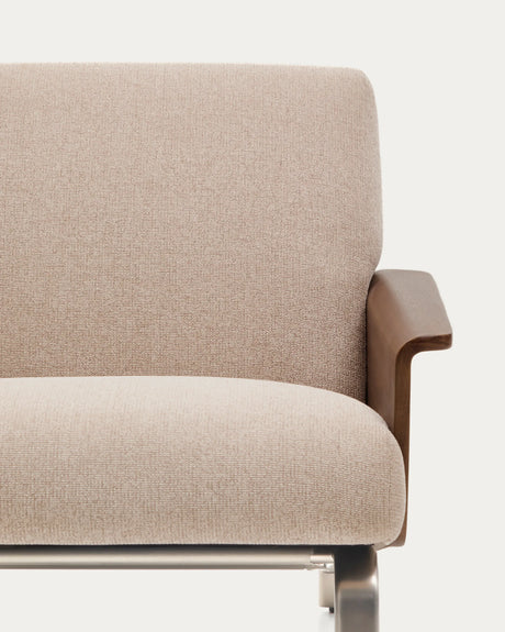 2-Sitzer-Sofa Amsen in Hellbraun aus Nussbaumsperrholz und Beinen aus em gebürsteten Edelstahl 150 cm FSC 100 % von Kave Home – Produktbild 8