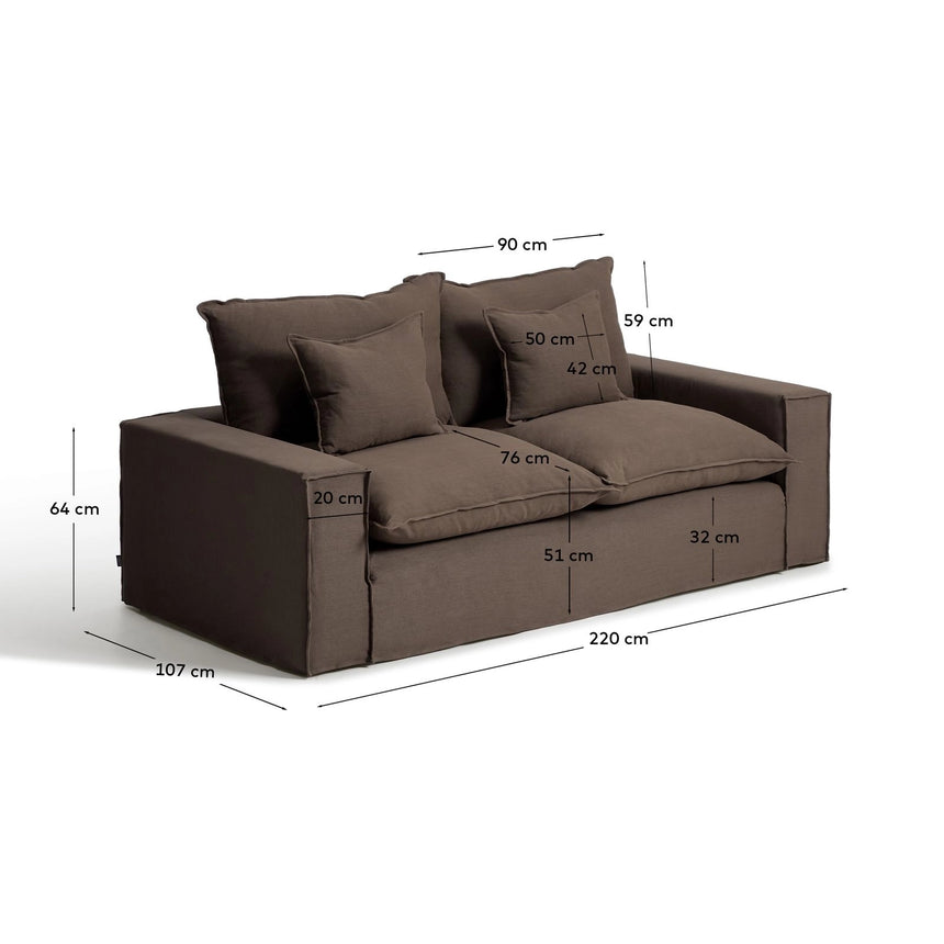2-Sitzer-Sofa Anarela mit abnehmbarem Bezug aus 100 % Leinen in Taupe, 220 cm, FSC Mix Credit von Kave Home – Bild 6