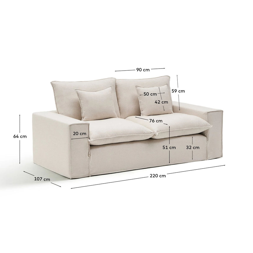 2-Sitzer-Sofa Anarela mit abnehmbarem Bezug aus Leinen und Viskose, 220 cm, FSC Mix Credit von Kave Home – Bild 6