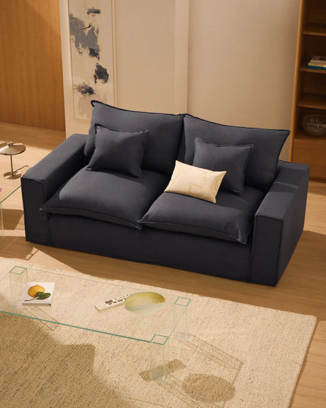 2-Sitzer-Sofa Anarela mit abnehmbarem Bezug aus Leinen und Viskose in Dunkelgrau, 220 cm, FSC Mix Credit von Kave Home – Bild 2