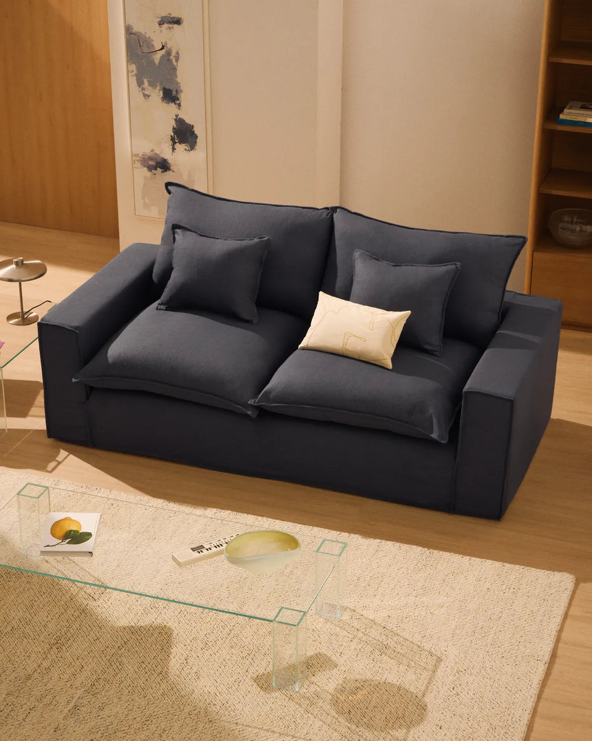 2-Sitzer-Sofa Anarela mit abnehmbarem Bezug aus Leinen und Viskose in Dunkelgrau, 220 cm, FSC Mix Credit von Kave Home – Bild 2