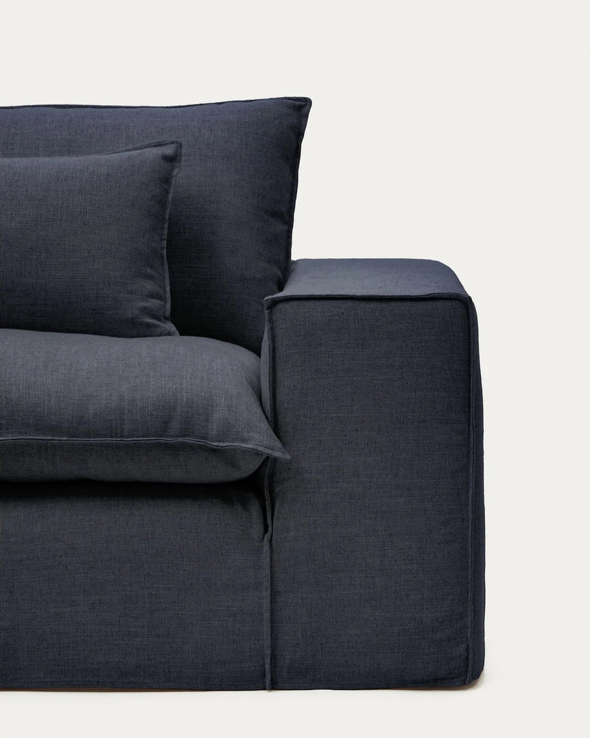 2-Sitzer-Sofa Anarela mit abnehmbarem Bezug aus Leinen und Viskose in Dunkelgrau, 240 cm, FSC Mix Credit von Kave Home – Bild 5
