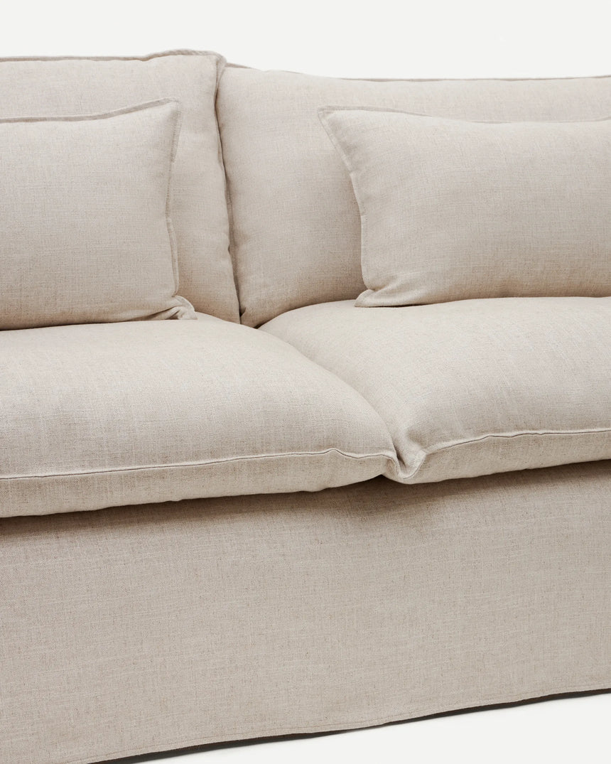 2-Sitzer Sofa Anarela mit abnehmbarem Bezug und beigen Leinenkissen 240 cm von Kave Home – Produktbild 10