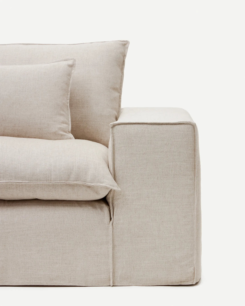 2-Sitzer Sofa Anarela mit abnehmbarem Bezug und beigen Leinenkissen 240 cm von Kave Home – Produktbild 7