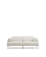 2-Sitzer-Sofa Aurum aus ecrufarbener Chenille mit verstellbarem Kopfteil und mattbeiger Metallbasis 210 cm FSC Mix Credit von Kave Home – Produktbild 1
